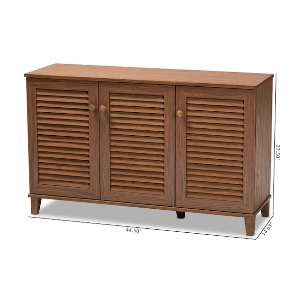 Coolidge Walnut Finished 8-Shelf Wood Shoe Storage Cabinet